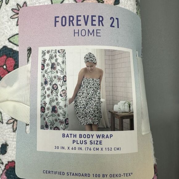 Floral Shower Curtain Matching Bath Body Wrap Only Set Plus Size - Picture 2 of 6